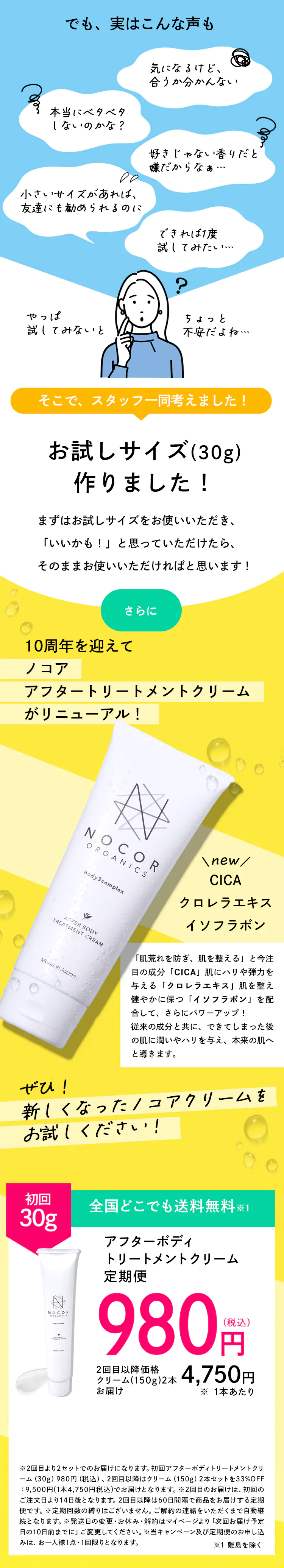 試してみないと不安だよねと言う言葉にスタッフ一同考えて、お試しサイズを作りました。