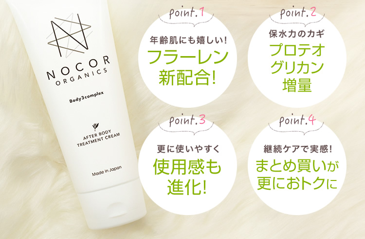 ここが新しくなりました！ノコアアフターボディトリートメントクリーム